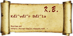 Kövér Béla névjegykártya